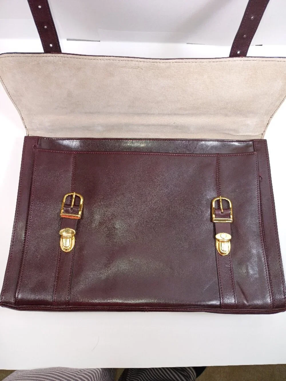 Vintage Giorgio Bernini Reddish-Brown Leather Briefcase Attache Bag Portfolio